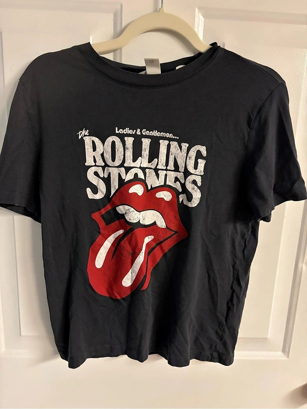 H&M The Rolling Stones Distressed Crop Graphic Tee - Size S